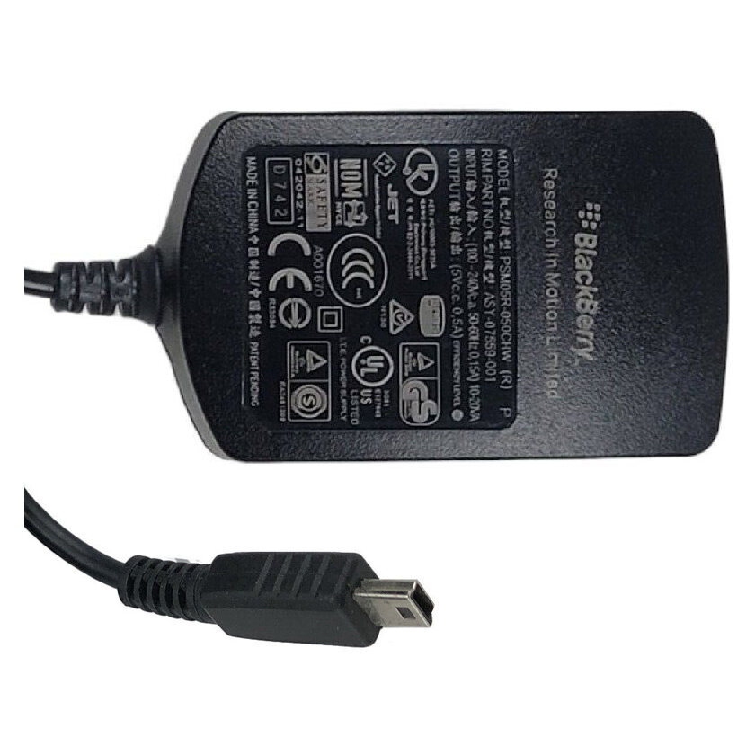 Ładowarka sieciowa 2.5W BlackBerry PSM05R-050CHW z kablem miniUSB ORYG