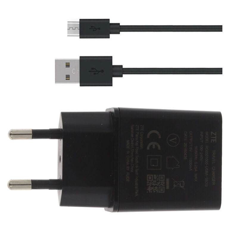 Ładowarka sieciowa 5W ZTE RD0501000-USBA-18OG + kabel MicroUSB ORYG