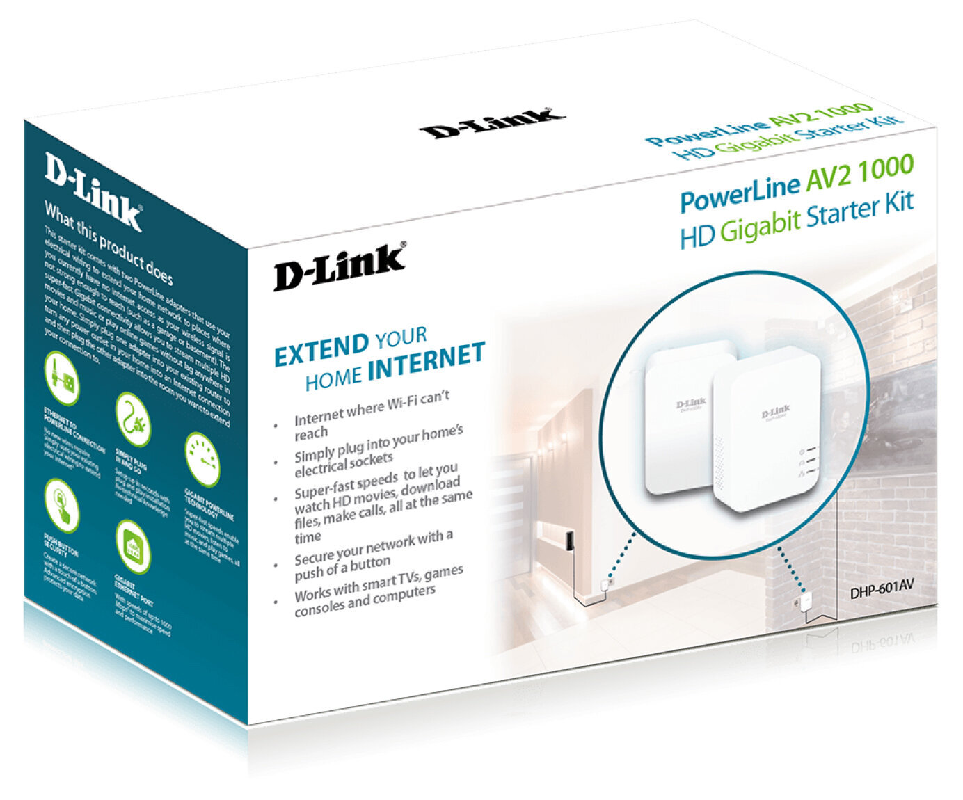 Transmiter sieciowy D-Link DHP-601AV PowerLine AV2 1000Mb/s