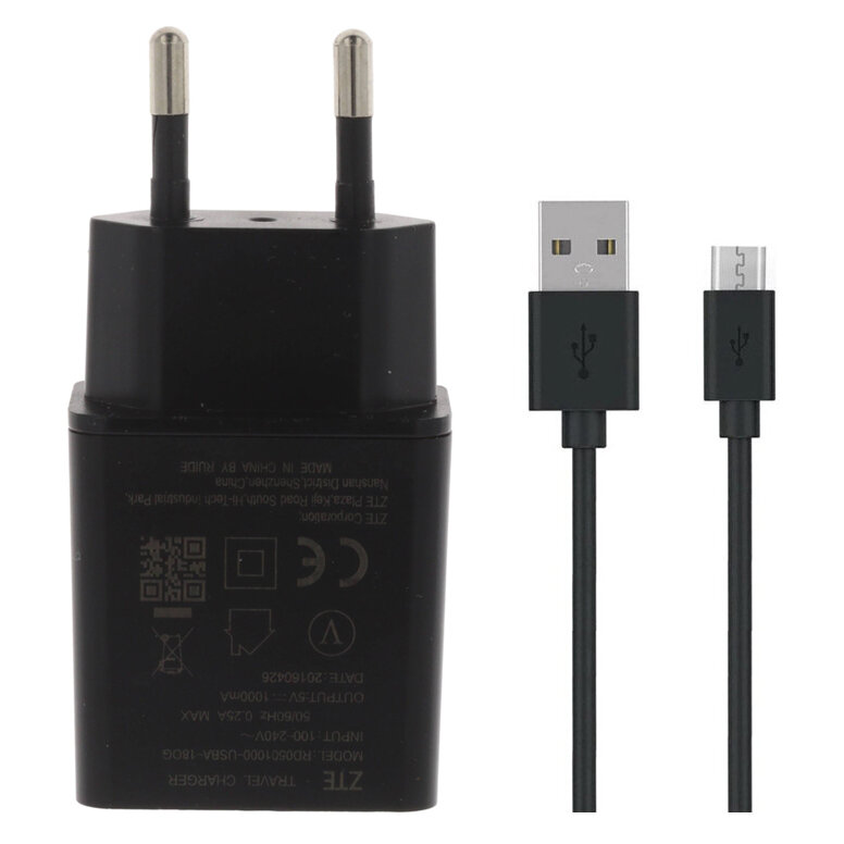 Ładowarka sieciowa 5W ZTE RD0501000-USBA-18OG + kabel MicroUSB ORYG