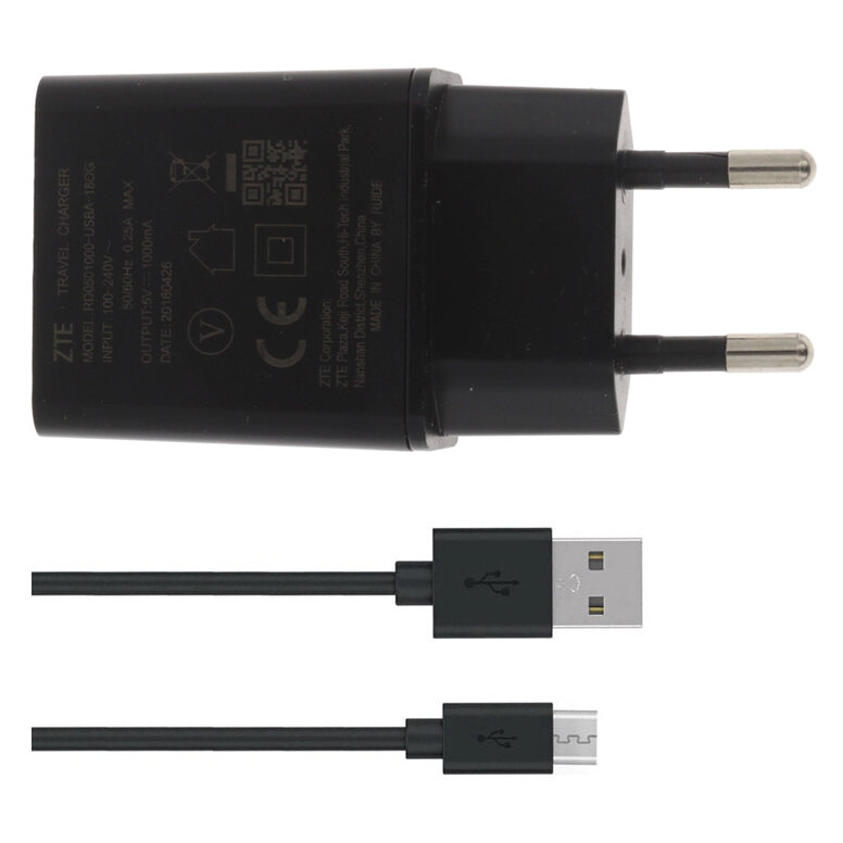 Ładowarka sieciowa 5W ZTE RD0501000-USBA-18OG + kabel MicroUSB ORYG