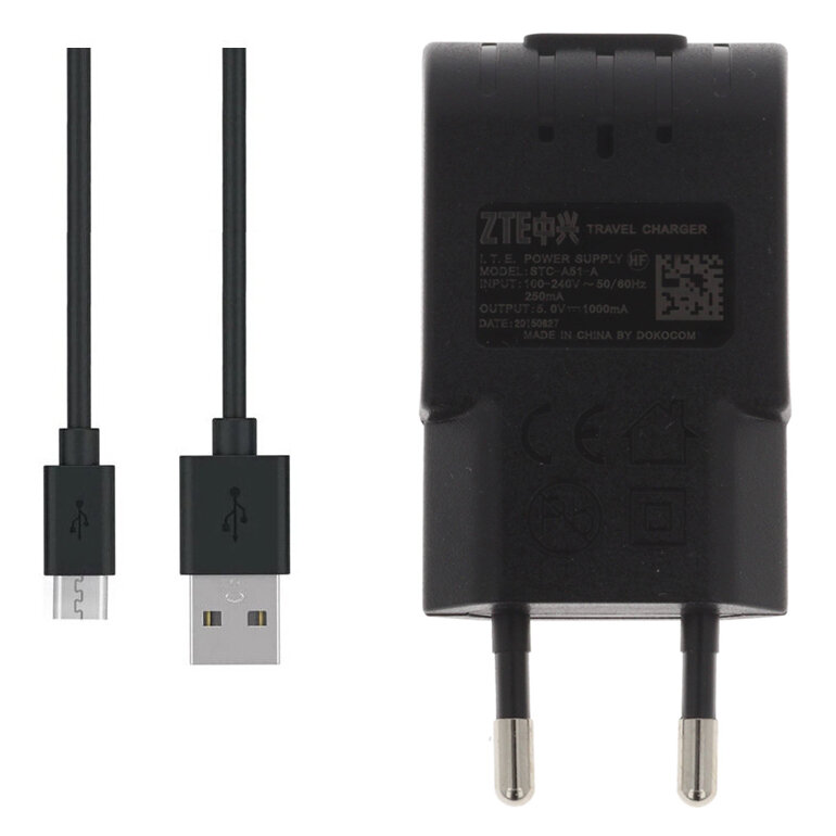 Ładowarka sieciowa 5W ZTE STC-A51-A + kabel MicroUSB ORYG